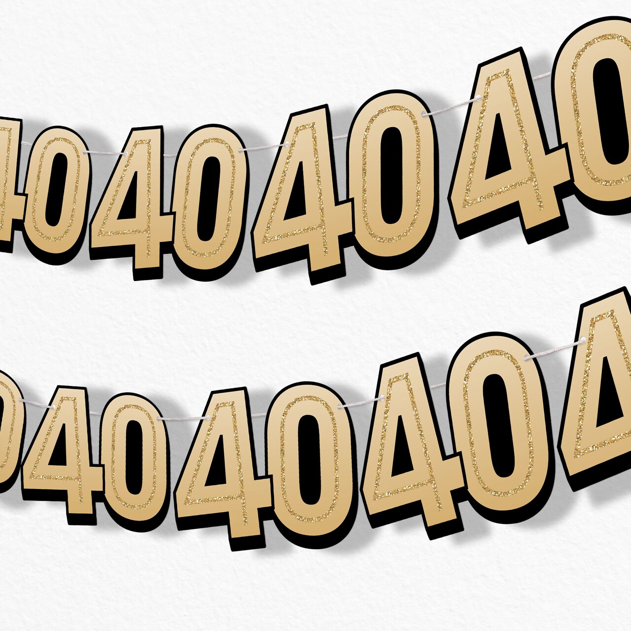 Big Dot of Happiness 40th Birthday Garland Banner Adult Black and Gold Birthday Backdrop 30 Feet of Cord 15 Double Sided Paper Number Age 40 Shapes